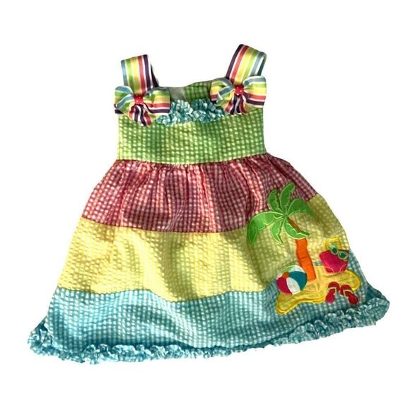 Emily Rose Rainbow Seersucker Beach Dress - Picture 1 of 5